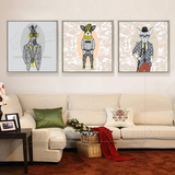 现代美式家居装饰画客厅沙发背景挂画儿童房卧室餐厅动物卡通油画