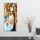 手绘油画现代客厅装饰画电表箱现代简约抽象竖版三联画/生命之树