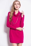 专柜剪标正品  枚红色高领柔软连衣裙Y0400 吊牌价1680 特价149
