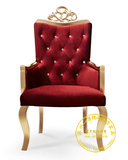 新古典餐椅 欧式金银箔实木雕花沙发椅 高级酒店餐厅家具洽谈椅