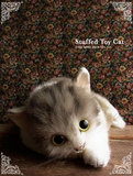 日本仿真可爱毛绒玩具猫咪公仔布娃娃睡觉的灰色条纹猫美国短毛猫
