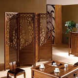 乌金木家具 客厅 可折叠实木屏风 隔断 现代中式 雕花镂空4折屏风