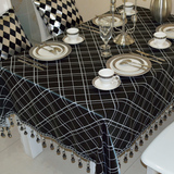 亿得佳缘欧式格子桌椅套简约现代时尚奢华亮黑茶几布餐桌布椅垫