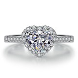 奢华异形钻石戒指18k白铂金 莫桑石心形结婚克拉钻戒群镶真钻碎钻