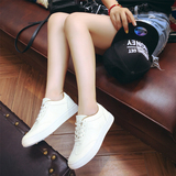 经典英伦风白色圆头小皮鞋韩版休闲系带板鞋女学生平底运动单鞋子
