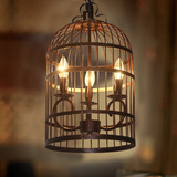 复古创意个性美式吊灯鸟笼灯铁艺酒吧台餐厅三头欧式吊灯酒店灯具