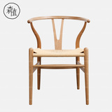 【hans wegner Y椅】北欧现代新中式纯白橡木实木餐椅书房扶手椅