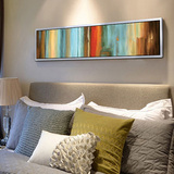现代简约装饰画客厅背景墙壁画横幅大幅卧室床头挂画彩虹抽象油画