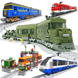 乐高式城市系列拼装军事火车积木带轨道6-8-12岁拼插益智男孩玩具