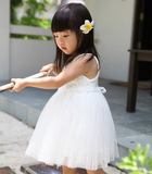 2015年潮新款夏季新款白玫瑰白纱公主连衣裙女童六一儿童节演出服