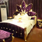 新古典布艺床实木 欧式双人床1.8米时尚创意婚床 酒店奢华别墅床