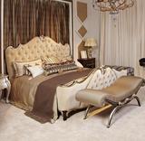 简约现代双人床别墅样板床新古典双人床实木雕花床高箱欧式卧室床