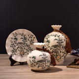 欧式陶瓷花瓶三件套创意家居装饰摆件结婚礼物 客厅玄关摆盘套装