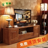 中式实木电视柜简约现代橡木1.8米客厅家具宜家电视机柜小户型