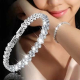 罗马瑞士钻水晶手镯 925纯银镀白金锆钻手链 女款欧美时尚手饰品
