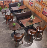 简约咖啡厅西餐厅沙发桌椅组合酒吧餐桌复古奶茶店甜品店卡座桌椅