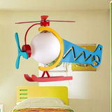 卡通飞机灯飞机吊灯儿童灯卧室灯具 可爱木质个性创意直升机灯饰