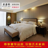 现代简约实木布艺床酒店样板房1.8米床 新中式风格别墅卧室双人床