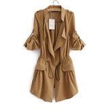 2014新款女装风衣女款韩版OL气质修身收腰大衣中长款女士风衣外套