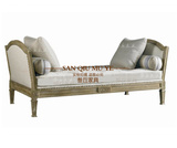 美式复古贵妃椅欧式实木雕花懒人沙发法式做旧仿古床尾凳休闲长凳