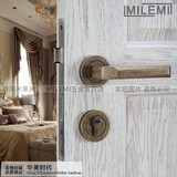 德国米莱米中式分体式美式欧式仿古铜房门锁美式执手锁室内门把手