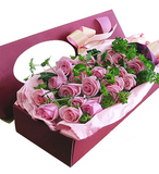 双冠特价！上海21紫玫瑰盒装鲜花情人节同城速递送货上门全国速递