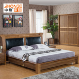 北欧实木床宜家简约卧室家具日式1.5 1.8米成人双人床中式橡木床