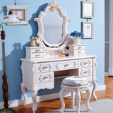 欧式梳妆台卧室实木奢华大小户型影楼化妆台桌法式公主象牙白色