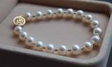 珍珠手链 搭配14K小金珠 7-8 极光白色珍珠 高档手链