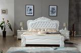 特价全实木橡木白色欧式大床婚床真皮软靠厚重款雕花床厂家直销