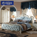 欧式床 法式床 新古典实木橡木雕花双人床 气动低箱高箱储物床