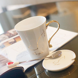 十二星座情侣杯子陶瓷杯欧式马克杯带盖勺创意水杯个性骨瓷咖啡杯