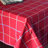 红色简约方格子北欧宜家高档乡村田园风手工人造棉桌布台布餐桌布