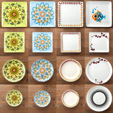 陶瓷碗碟套装家用餐具6.8.11英寸圆方盘韩式碗烤金线厨房套味碟盘