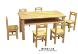 厂家直销幼儿园实木课桌椅 儿童学习写字桌子 小孩实木桌子六人桌