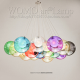 现代吊灯泡泡球吊灯创意彩色玻璃吊灯簇中球双罩玻璃球吊灯餐厅灯