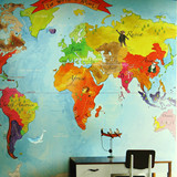 美国WQ进口儿童房壁纸 世界地图卡通环保纯纸壁画墙纸  梦幻蓝色