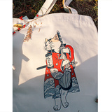 独家武士猫系列B款出口日本原宿风格可折叠帆布包单肩包手袋拎包
