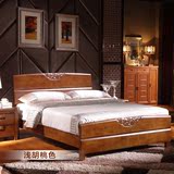 中式实木床成人床儿童床高箱储物单人床双人床1 1.2 1.35 1.5米m