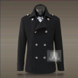 定制男装德国二战将军大衣双排扣修身短款毛呢男士外套