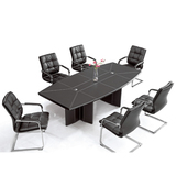 现代办公会议桌 多功能会议台 6人大型会议室办公台全贴皮会议桌