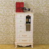 欧式酒柜 储存柜 小户型专用 实木抽屉餐边柜美式白色描金厨房柜