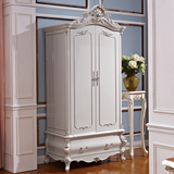 欧式珍珠白欧式衣柜 双门实木衣橱 烤漆高端家具 卧室328