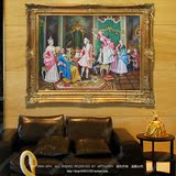 欧式风格宫廷人物油画别墅手绘油画现代玄关客厅有框画