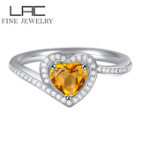 LAC高级珠宝 天然心形黄色蓝宝石戒指女18k金镶嵌钻石彩宝戒指