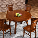 实木圆桌 圆形实木餐桌 可伸缩折叠方桌 多功能餐桌 小户型饭桌
