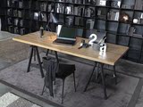 美式LOFT实木笔记本电脑桌简约现代铁艺书桌设计师工作台办公桌