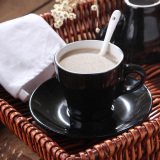 黑色陶瓷咖啡杯碟带勺子手绘 陶瓷马克杯 CERAMIC COFFEE CUP SET
