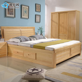 实木床松木床高箱储物箱体床婚车 床+床垫送床头柜一个。
