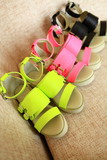 2013夏季出口韩国新款扣带荧光色厚底松糕舒适女鞋凉鞋